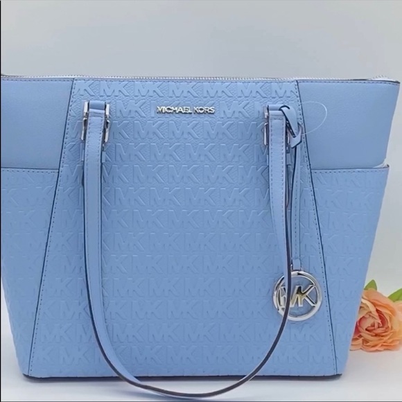 MICHAEL KORS CHARLOTTE LARGE TZ TOTE LIGHT SKY - Picture 7 of 16